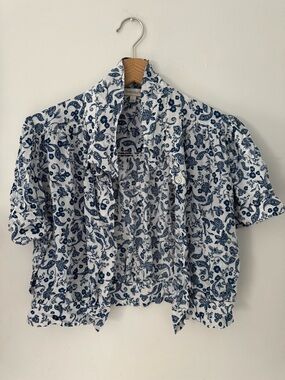 Favorite Daughter White and Navy Floral Button-Up Shirt